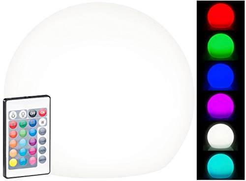 Boule lumineuse à LED solaire télécommandée, RVBB, 60 lm, IP67, diamètre 20 cm [Lunartec]