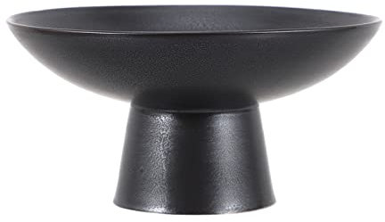 Alipis Ceramic Footed Bowl Fruit Bowl Dessert Display Stand Snack Nut Candy Serving Bowl Appetizer Plate Salad Bowl for Home Black