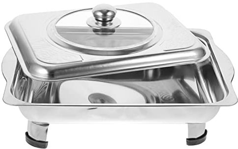 Cabilock Heat Dish Heater Flat Square Tray Chafing Dish Stainless Chafing Dish Buffet Set Buffet Trays Buffet Food Warmer Steel Buffet Pan Bread Tray Dish Heater