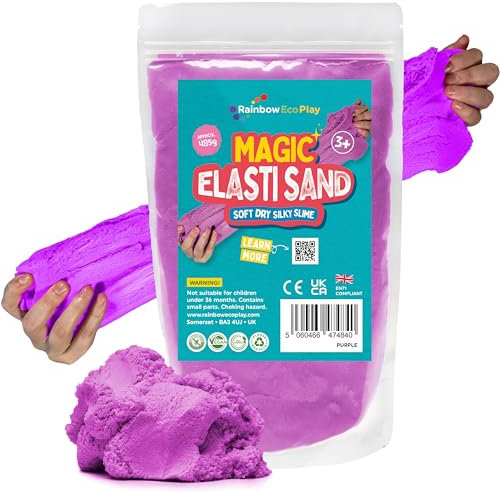 Rainbow Eco Play - Magic Elasti Sand - Purple - 485g - Magic Kids Coloured Sand - Non-Toxic - Colour Sand - Sensory Toys for Autism - ASMR Toys