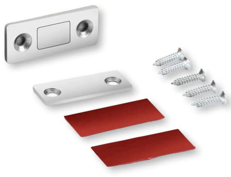 Set om 4 extra starka premium lådmagneter inklusive tillskurna dubbelsidiga PX Nano Tape remsor och skruvar – för limning eller skruvning (4 stycken)