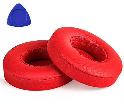 Yizhet Cuscinetti Cuffie Compatibile con Beats Solo 2 Solo 3 Padiglioni Cuffie di Ricambio in Pelle Proteica e Spugna, 1 Paio, Rosso