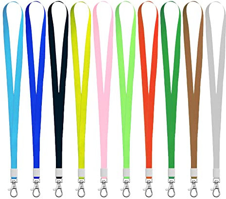XHNFCU 20 Stück bunte Lanyards mit Drehbarem Metallclip Lanyard für Hals, Büro Lanyard Badge Lanyard für ID-Karte, Schlüssel, Trillerpfeifen, Ausweishalter (10 Farben)