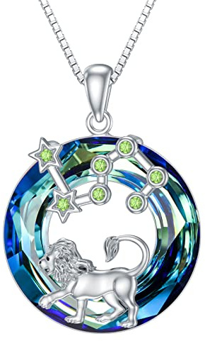enjoylifecreative kvinnor 12 stjärntecken kristall halsband 925 sterlingsilver horoskop födelsesten hänge kedja stjärnbilder astrologi smycken presenter för kvinnor flickor, Sterlingsilver, Ingen