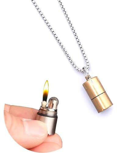 Collar de Encendedor Cool de Queroseno - Moler Encendedor - Regalo del Día del Padre (Gold)