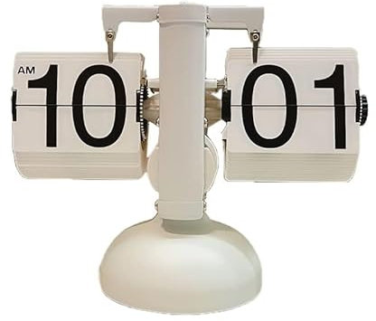 Gsycle Modern Digital Flip Clock - Retro Style Auto Flip Desk/Table Clock, Battery Powered Mechanical for Home Office (White)