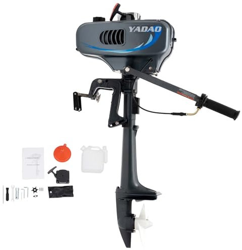 2 Stroke 3.5HP Outboard Motor - Outboard Engine Aluminum CDI Ignition System mit 1.3L Fuel Tank Fishing Boat Engine 49cc 2.5KW for Small Watercraft, Kayaks, Canoes, Dinghies (2 Stroke 3.5HP)