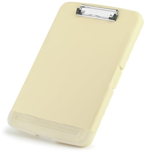 ZCZN Klemmbrett a4 mit Deckel, Schreibbrett mit Aufbewahrung, Kunststoff-Schreibbrett für Schule, Industrie und Büro, Gelb