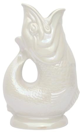 The Original Gluggle Jug - Pearl Lustre Glug Jug in XL, 28cm 1.4L - Gug Glug Fish Shaped Jug - Decorative Glugging Water, Cocktail, Wine & Gin Pitcher, Decanter or Vase - Hand Made in Britain