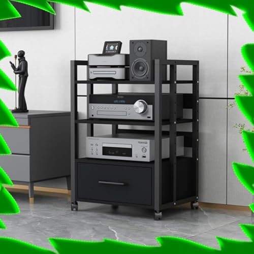 ZIUSFAC Armoire AV 2/3/4 Couches Audio/Vidéo De Centre De Divertissement Etagère Support AV Media Mobile Meuble Multimédia Meuble Chaine HiFi Media Stand pour Salon/Bureau(Sharp,3 Tier-50x40x79cm)
