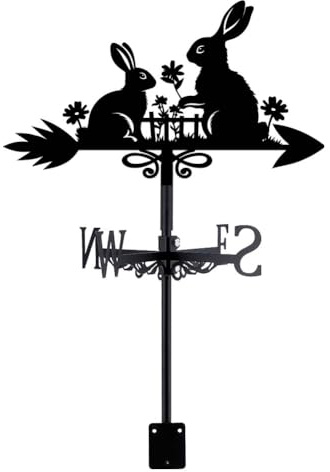 SUPERDANT Veleta de Conejo Veleta de Conejo Indicadores de Dirección del Viento para Montaje en Techo Veleta de Metal Animal para Jardín Veletas de Viento Indicadores de Dirección del Viento para