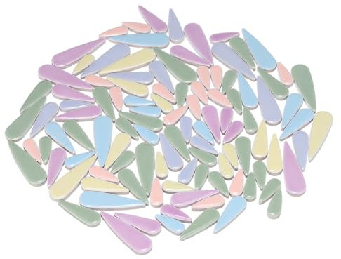 sourcing map Ceramic Mosaic Tiles, 500g Teardrop Flower Leaves Tiles Mosaic Blocks for Art Craft and Home Decorations, Light Color Mix