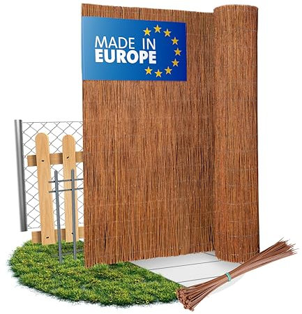 Wicker garden Valla de Mimbre 100 x 400 cm - Natural Esterilla Ocultacion Jardin Exterior - Protección Visual de Jardín, Balcón y Terraza - 60 Tamaños