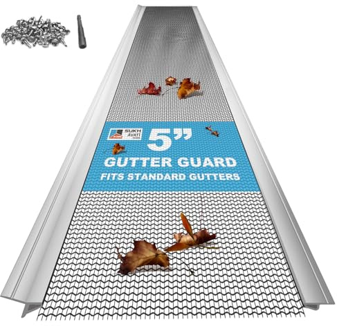 Gutter Guard Kit - 48FT (12 Pieces), Stainless Steel Mesh Gutter Guard, Fits 5-inch & Smaller Gutters, Heavy-Duty Aluminum Frame, Leaf Guard for Gutters, SmartPitch Technology, DIY-Friendly
