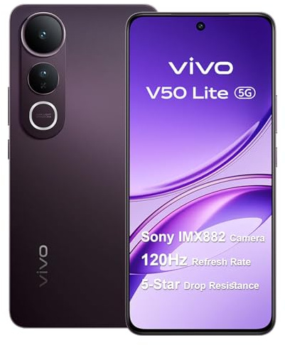vivo V50 Lite 5G Smartphone 8GB 256GB, 120Hz 6.77 AMOLED, 50 MP Sony Hauptkamera,5200 mAh Akku, MediaTek Dimensity 6300, Dual-SIM, NFC, IP69, Android 15, Schwarz