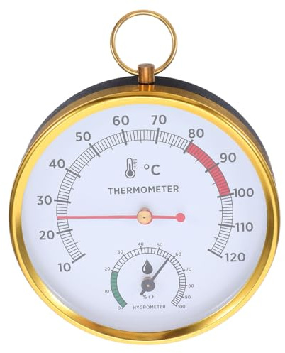 CAXUSD Sauna Hygrometer Thermometer med Färgkodad Urtavla Display Fuktighet Exakt Inomhustemperaturmätare för Bastu med Hängande Design och Högprecisionssensor