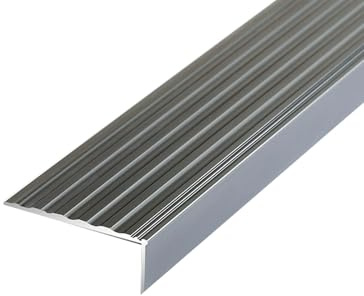 120/140cm Profilo per Bordi Scale in Alluminio, Protezione per Bordi di Scale in Metallo a Forma di L, Profilo Angolare Antiscivolo per Interne Esterne(Gray,130cm/51in)