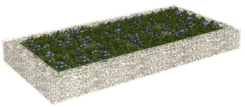 SKTQYQO Gabbione Letto Rialzato in Acciaio Zincato 200x100x20 cm per Giardino, Fioriera Resistente agli Agenti Atmosferici con Struttura Stabile, Griglia a Rete per Bordure Sicure,