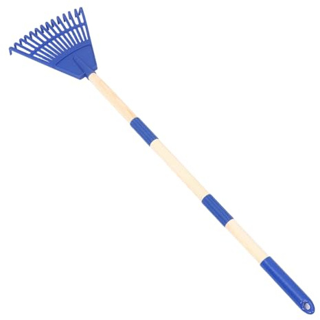 Generico Rastrello per Giardinaggio in Plastica Leggero con 14 Denti, Manico Staccabile Ergonomico da 87 Cm, Piccolo Strumento per Pulizia Foglie, Arbusti e Cortile, per Giardino e Patio