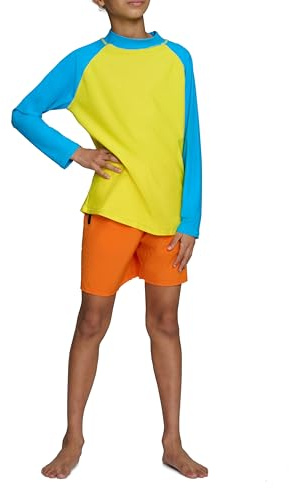 PowerLayer Camiseta UV Niño Manga Larga Cuello Alto – Rash Guard Infantil Protección Solar UPF 50+ con Media Cremallera Trasera