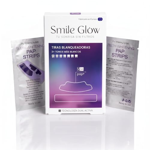 2x1 - Tiras Blanqueadoras Dientes V34 con PAP+ – Blanqueador Dental Profesional sin Peróxido – Blanqueamiento Dental en Casa – Elimina Manchas hasta 7 Tonos – Aptas para Dientes Sensible