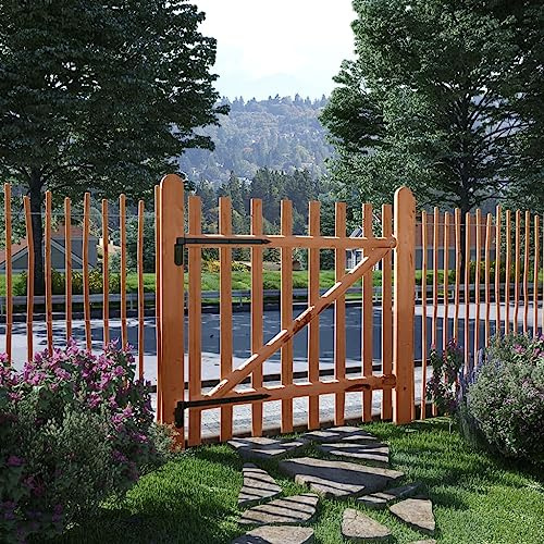 Tonture Puerta de jardín de 100 x 100 cm con bisagras de metal, tornillos y ganchos para valla, puerta de entrada, portal, portería de patio