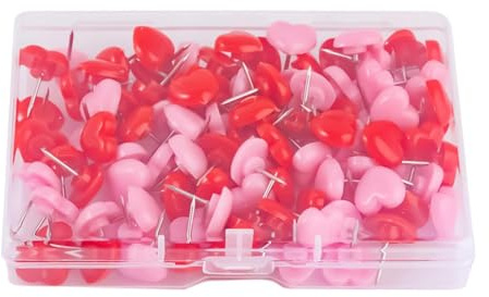 Rosa Häftstift 100 stycken rosa hjärtformade återanvändbara