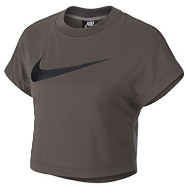 Nike Damen W Nsw Swsh Top Crop Ss T-shirt, Gris (Ridgerock/Black), XS