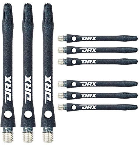 RED DRAGON DRX Coated Aluminium Medium Black Logo Dart Stems (Shafts) - 2 Sets per Pack (6 Stems in total)