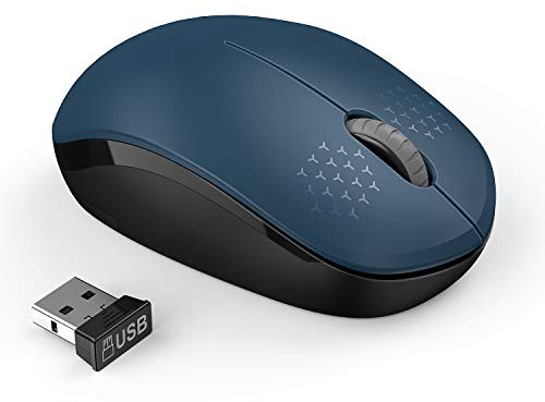 seenda Wireless Mouse, 2.4G Noiseless Mouse with USB Receiver Portable Computer Mice for PC, Tablet, Laptop, Notebook - Blue & Black