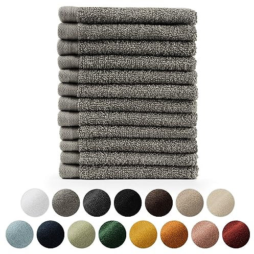 Blumtal Premium Frottier Gästehandtücher Set 12 teilig 100% Baumwolle - Oeko-TEX zertifiziertes Gästehandtuch 12x (30x30 cm) - Ultra saugstarkes Gästetücher Set waschbar °60 - Handtücher Grau