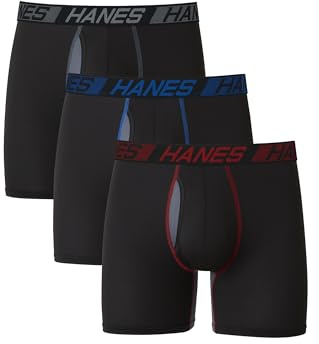 Hanes Total Support Pouch Men's Pack, Anti-chafing, Moisture-wicking Underwear With Cooling ( Boxer Briefs, Boxer Brief - Black, Small US