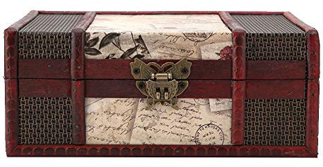 Caja de Almacenamiento Vintage de Madera - Organizador de Joyas Decorativo - Libro Retro - Pequeña Caja del Tesoro Con Almohadilla y Candado
