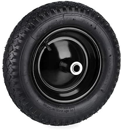 Relaxdays Schubkarrenrad 3.50-8, luftbereift, Komplettrad mit Stahlfelge, bis 100 kg, Luftreifen mit Autoventil, schwarz