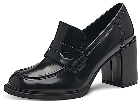 MARCO TOZZI Mocassini Donna con Tacco a Blocco, Black Brush, 38 EU