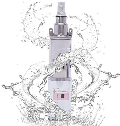 Bomba sumergible de acero inoxidable para pozos profundos, 180 W, bomba sumergible de hasta 1,2 m³/h, bomba de agua de lluvia de color plateado y blanco, CC 12 V