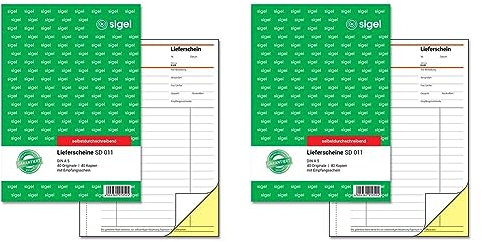 SIGEL SD011 Lieferscheine A5, 2x40 Blatt, selbstdurchschreibend, 1 Stück (Packung mit 2)
