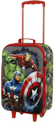 Karactermania The Avengers Invencible-Soft 3D Trolley Suitcase, Multicolour, 17 x 33 x 52 cm, Capacity 26 L