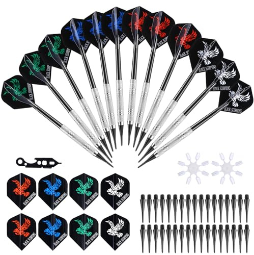 GWHOLE Flechette Pointe Plastique 12Pcs Flechettes pour Cible Electronique Fléchettes Pointe Plastique avec 12 Feuilles et 50 Pointes pour Jeux de Flechette Jeux Flechette Electronique