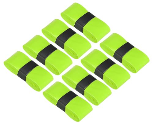PATIKIL 43.3 Tennis Racket Grip Tape, 8 Pack Anti Slip Absorbent PU Badminton Overgrip Racquet Grip Tape for Baseball Pickleball Paddle, Fluorescent Green