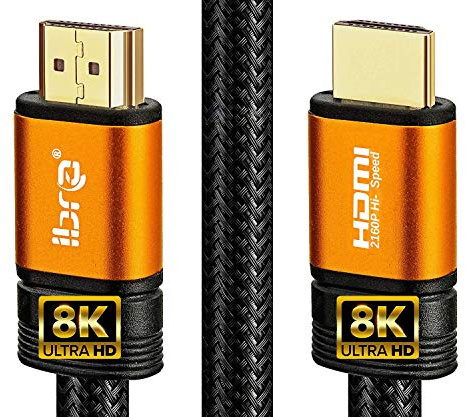 2.1 HDMI Cable 8K, IBRA 9m Ultra HD Lead High-Speed Cord 48Gbps Supports 8K@60HZ 4K@120HZ 4320p - Orange
