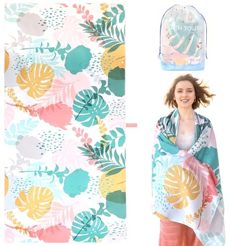 LEcylankEr Toallas de Playa Grande 180 * 90 CM Toalla Playa Mujer Hombre Toalla Microfibra Grandes Toalla Antiarena Secado Rapido Beach Towel para Playa (Flores Frescas y Hojas)