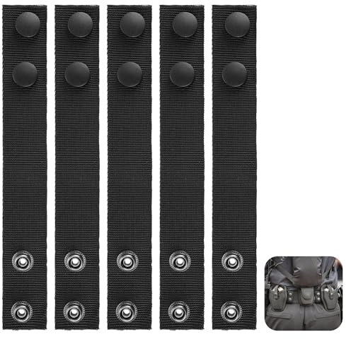 Prasacco 5 Stück Elastische Gürtelhalter für Dienstgürtel, Nylon Gürtelhalter mit Doppelten Druckknöpfen Elastische Gürtelschlaufen Rucksackgurt Halter für Outdoor-Sport, Taktische Gürtel Zubehör