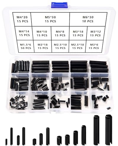 YIXISI 225 Pièces 13 Tailles M1.5 / M2 / M2.5 / M3 / M4 / M5 / M6 Goupilles à Ressort Creux Kit, Fendue Goupilles, Goupilles Fendues en Acier au Manganèse Kit, pour Réparation Automobile