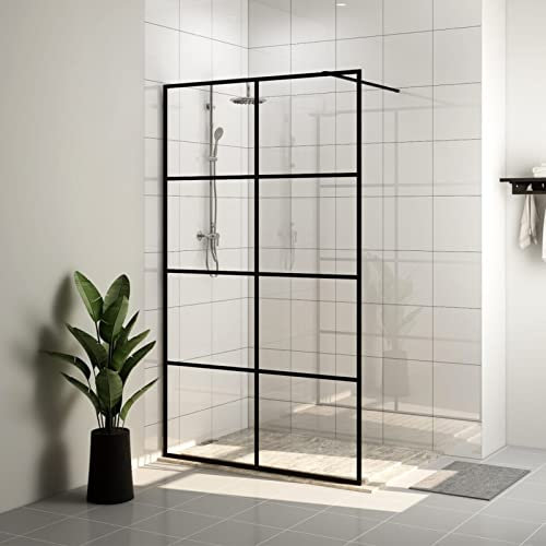 ShGaxin Box doccia accessibile vetro ESG trasparente nero 115 x 195 cm, divisorio vasca da bagno, box doccia, box doccia, box doccia bagno - 151036