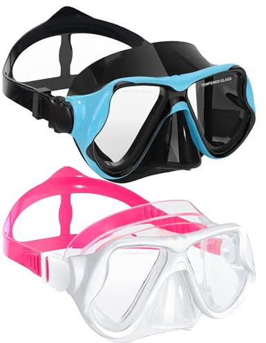 Keary 2 Pack Swimming Goggles with Nose Cover for Adult Men Women Youth, Anti-Fog 180° Wide Clear View Soft Silicone Skirt Pool Underwater Water Swim Mask Glasses for Adults Tenns