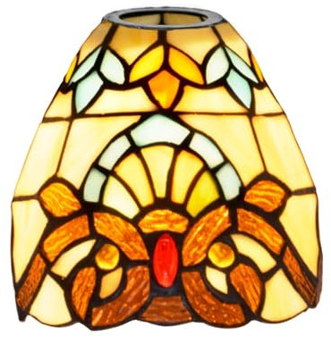 Tiffany Style Lampshade Replacement, 6 Inch Small Stained Glass Lamp Shade Handmade Vintage Ceiling Light Shade for Wall Lamp Chandelier Floor Lamp Home Art Deco(Baroque)