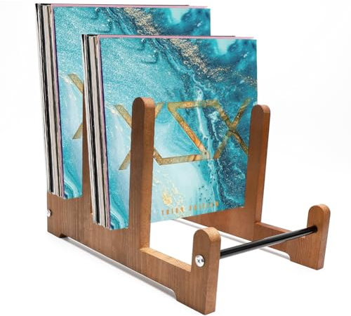 Schallplattenständer, Vinyl-Schallplatten-Aufbewahrung, Prospekthalter, Schallplatten Aufbewahrung, Schallplatten Halter Ständer, Hölzerne-Halter Zeitschriften Bücher - Schallplatten Deko Vinyl Regal