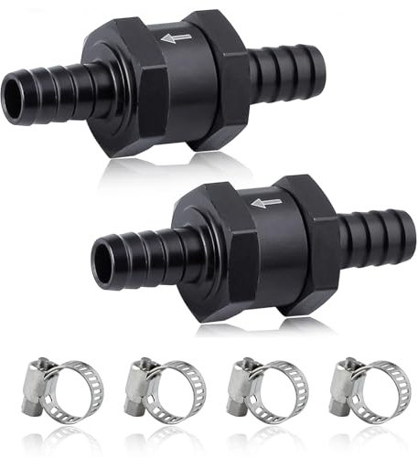 Yuentoen Válvula antirretorno para combustible, válvula antirretorno de 10 mm, válvula antirretorno con pinza de resorte, aleación de aluminio, válvula antirretorno para agua, gasolina, diésel, aceite