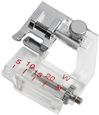 Piedino per nastro obliquo, piedino regolabile da 5 mm a 20 mm, spigoli vivaci e a scatto per macchine da cucire Alfa Singer Brother Juki Lidl Elna e altro ancora